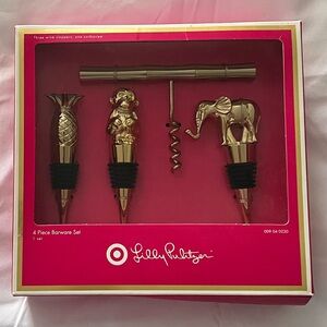 Lilly Pulitzer Gold 4 Piece Barware Set